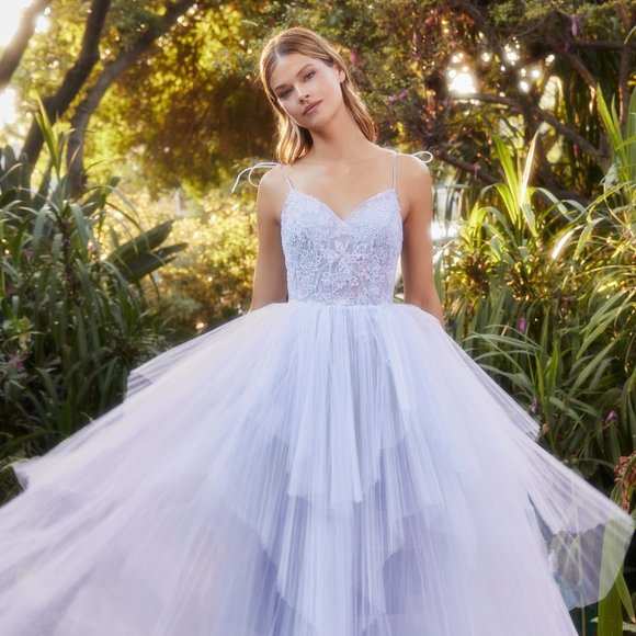 NEW LONG OFF THE SHOULDER SLEEVELESS TULLE BALL GOWN WITH LACE UP BACK AL A1152 - Picture 4 of 9